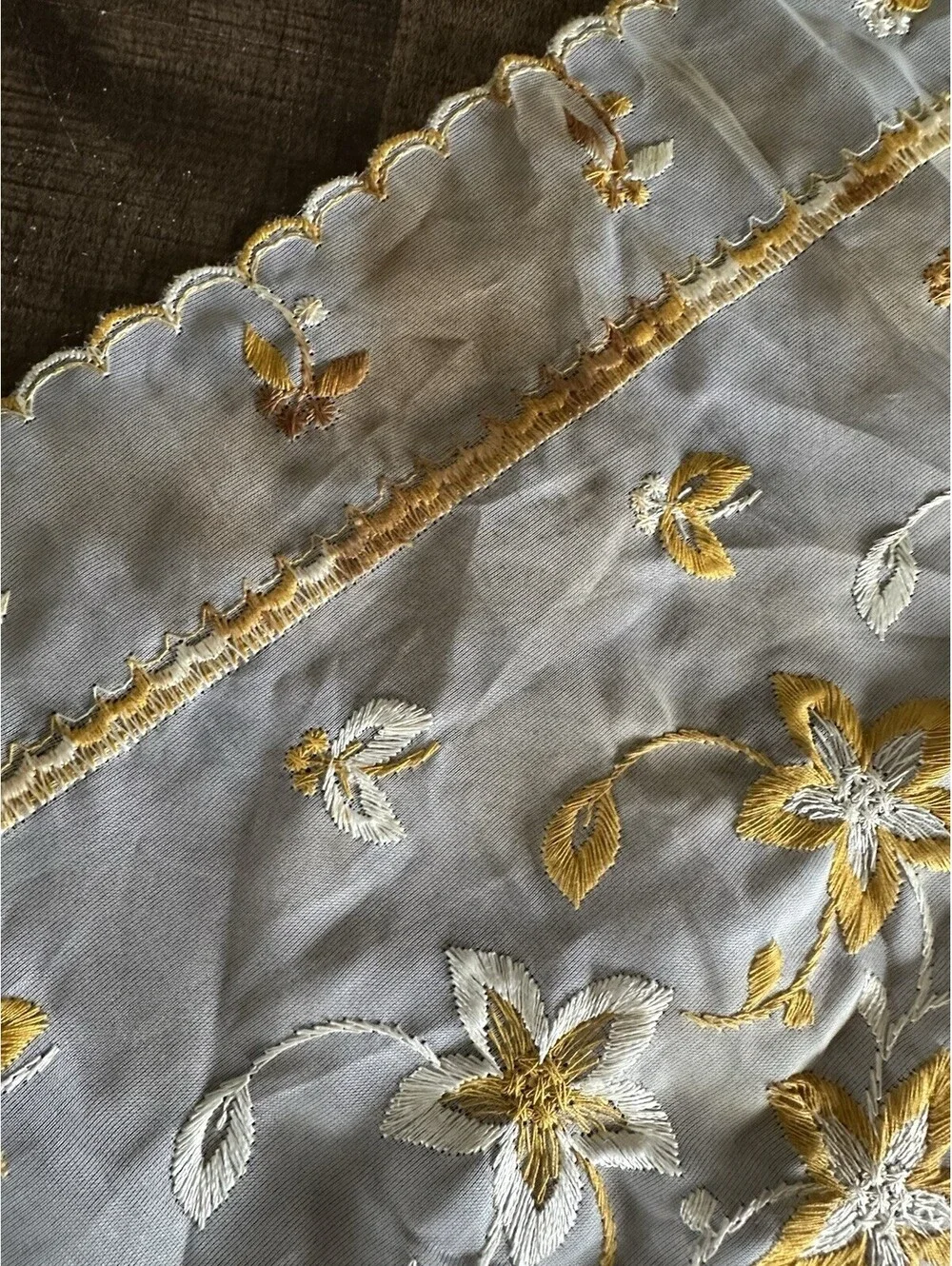 Vintage Embroidered Floral Table Runner